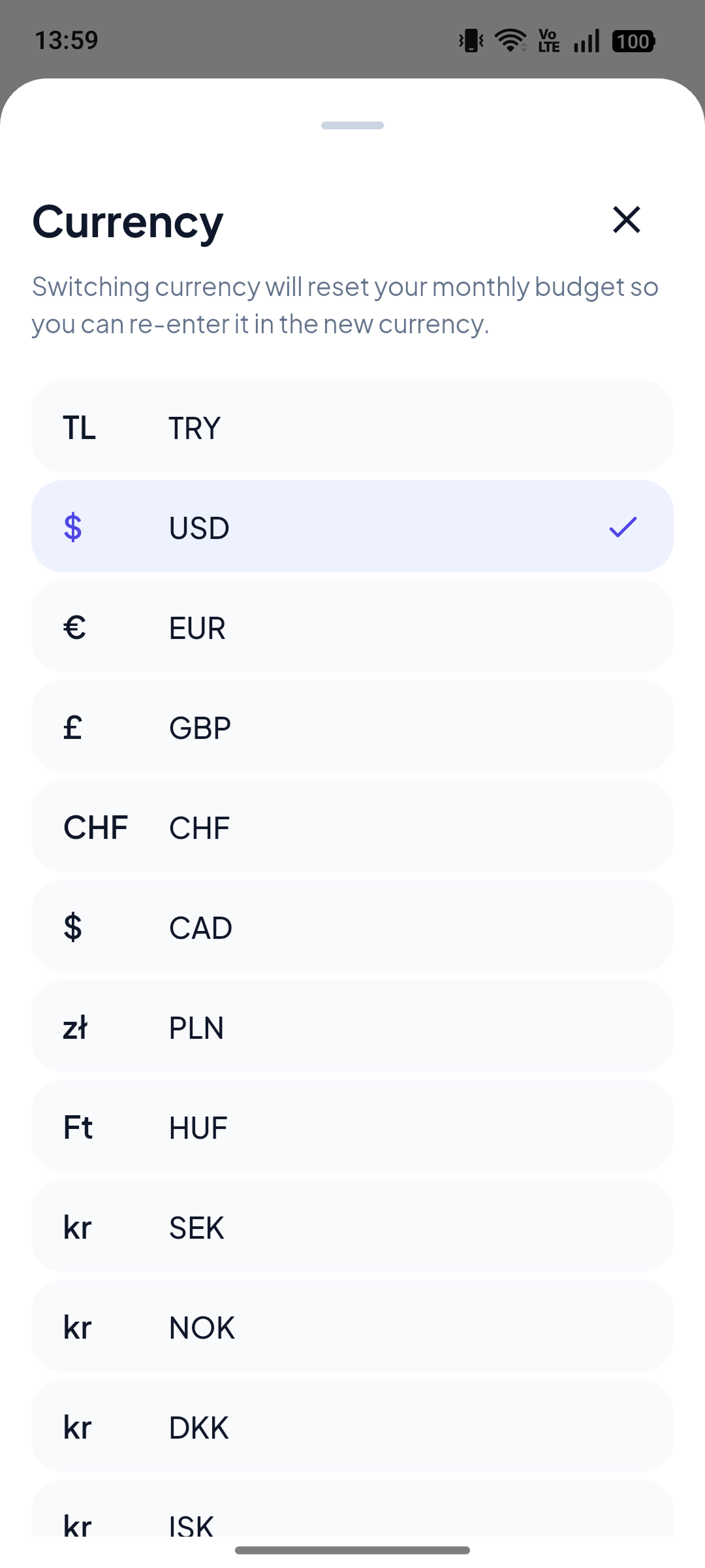 Track subscriptions in your currency