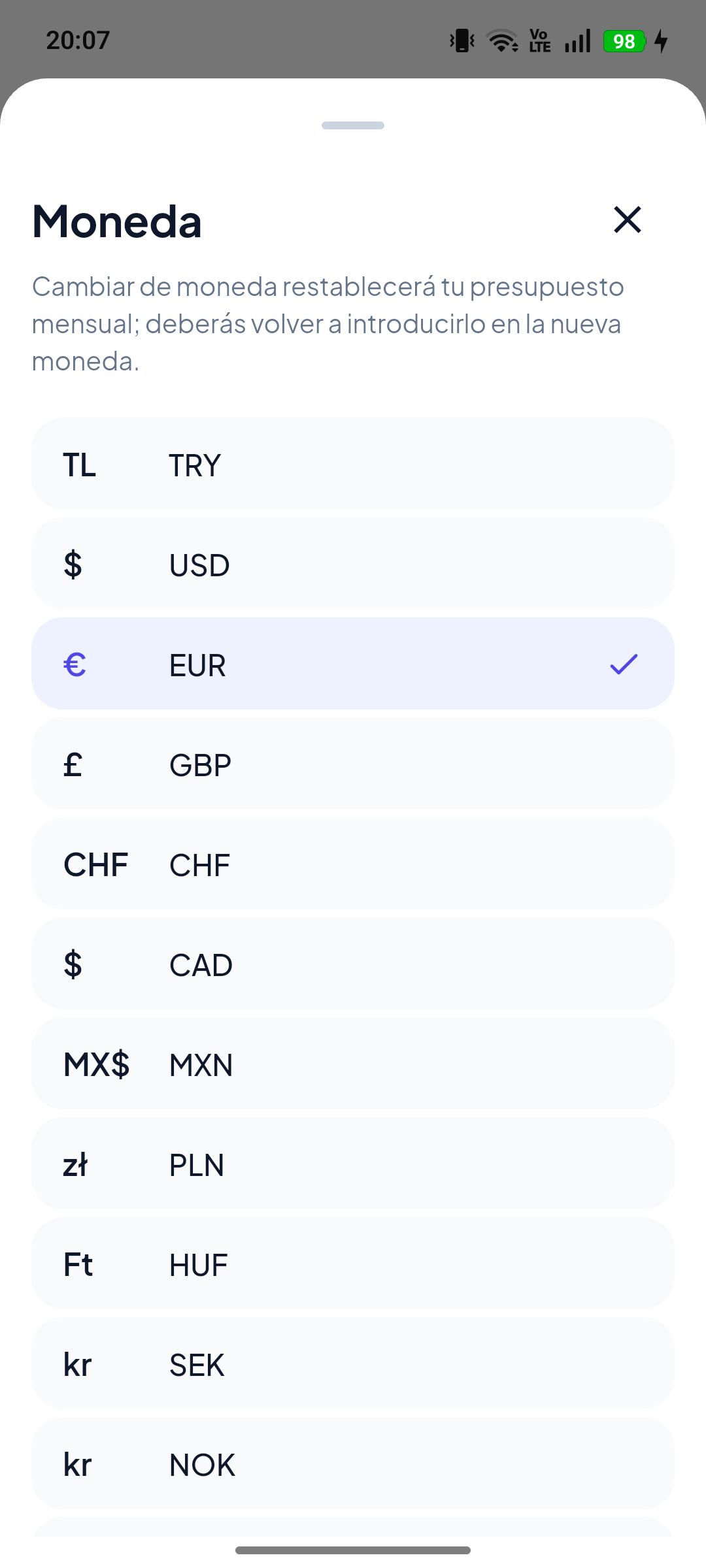 Controla las suscripciones en tu moneda