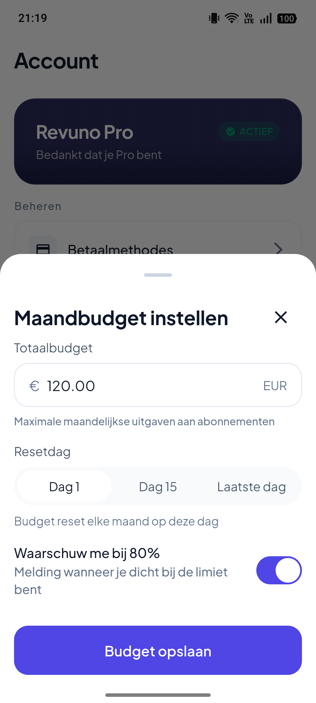 Blijf binnen budget