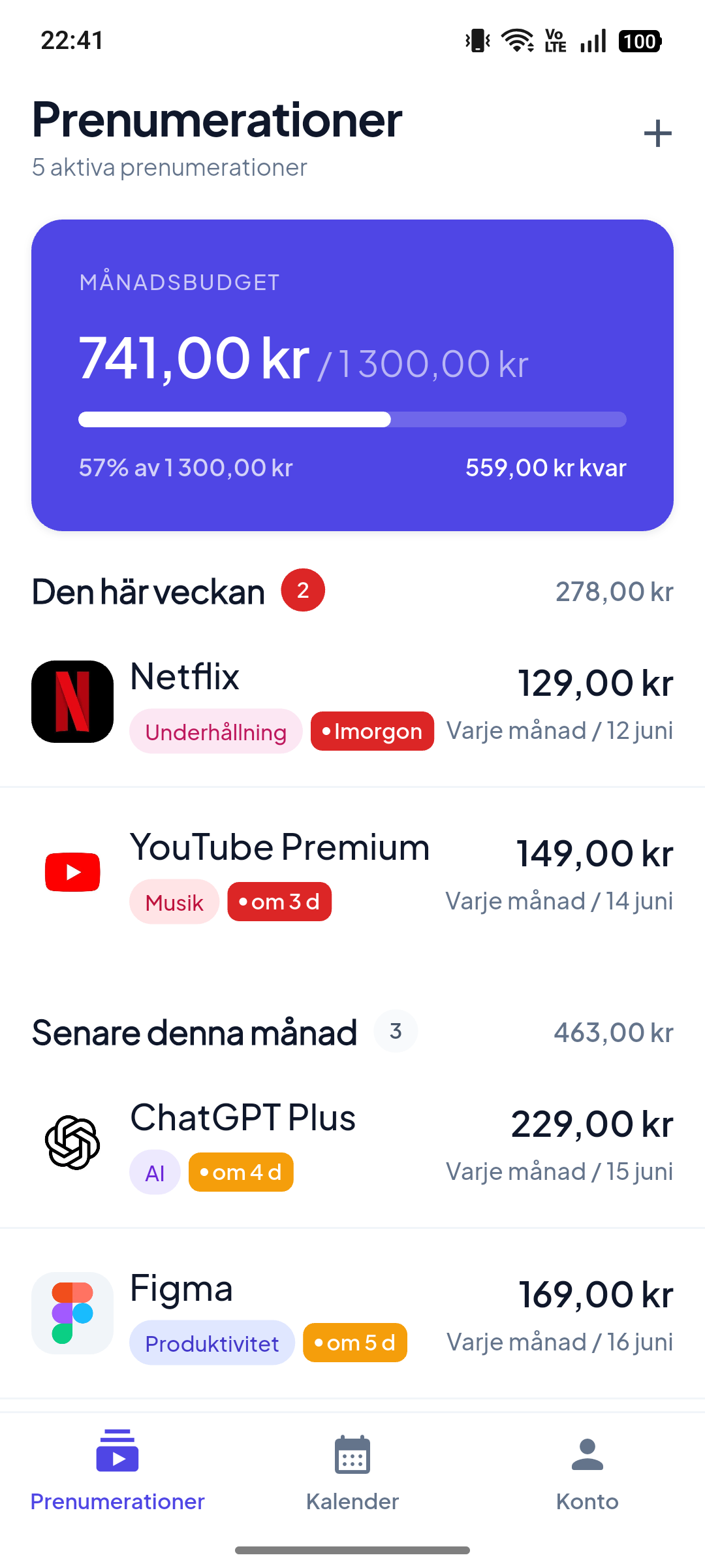 Revuno — Håll koll på prenumerationer. Allt på ett ställe.